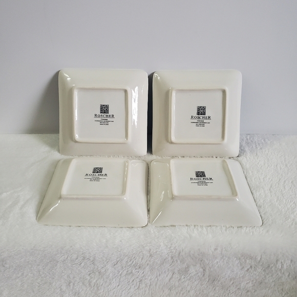 ROSCHER Blue African Elephant Jungle 6" Square Stoneware Plates Set of 4 - Picture 6 of 9